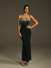 Strapless Crystal Fringe Bandage Dress