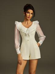 barboteuse à col en V et volants