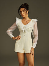 barboteuse à col en V et volants