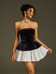 Robe bustier en velours fleuri