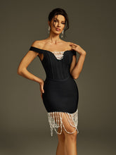 Pearl Fringe Bandage Mini Dress