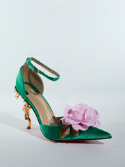 Escarpins en satin fleuri