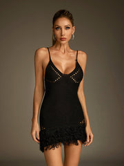 Robe mini en maille spaghetti