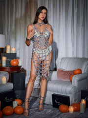 Robe spaghetti à motif toile d'araignée