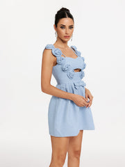 Flower Bow Mini Dress
