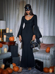 Robe longue à manches chauve-souris