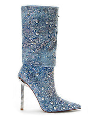 Rhinestone Glitter Denim Boots