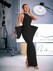 Robe fendue à nœud papillon noire