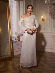 Robe longue à sequins fleuris
