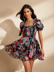 Short Sleeve Floral Mini Dress