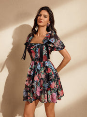 Short Sleeve Floral Mini Dress