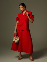 Ensemble blazer fleuri à manches courtes boutonné