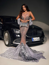 Robe longue sirène à strass