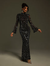 Robe à manches longues en maille cristal