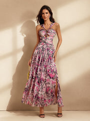 Twisted Printed Maxi Dress