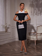 Robe midi à col rabattu