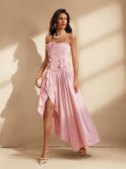 Spaghetti Flower Maxi Dress In Pink
