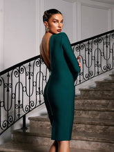 Plunge Reversible Bandage Midi Dress In Green