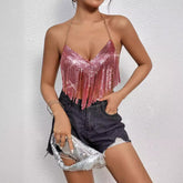 Haut dos nu à franges scintillantes Charm Dynamic