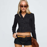 Casual Retro Denim Cropped Jacket