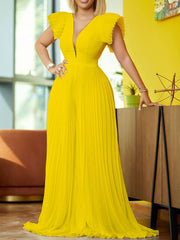 Pleated High Waist Jumpsuits
