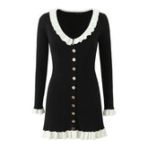 Cute Classic Black and White Knit Dress