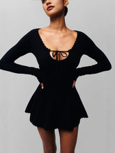 Mysterious Sexy Black Tie-Front Dress