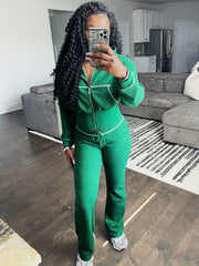 Waffle Jacket Flare Pants Set