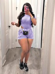 Ribbed Washed Bodysuit Shorts Set