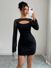 Party Sequined Sheer Long Sleeve Dress