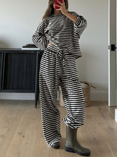Home Fashion Striped Lounge Two Piece Set