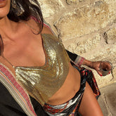 Party Gold Sequin Halter Top