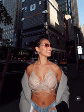 Nightlife Glittering Beaded Halter Top