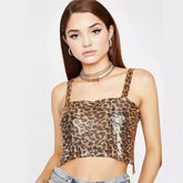 Stylish Wild Charm Leopard Sequin Cami Top