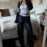 Out Daily Chic Shiny Sequin Pants