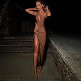 Romantic Intrigue High Slit Maxi Dress