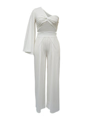 One Shoulder Top Wide Pants Set