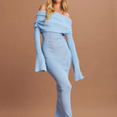 Mysterious Elegance Off-Shoulder Long Sleeve Maxi Dress