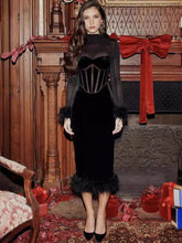 Charming Black See Through Velvet Dress