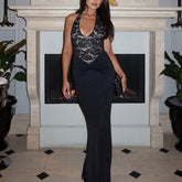 Party Exquisite Lace Halter Maxi Dress