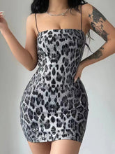 Wild Temptation Leopard Print Spaghetti Strap Bodycon Dress