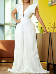 Pleated High Waist Jumpsuits