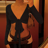 Out Bold Tie-front Long Sleeve Top