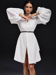 Robe midi à manches bouffantes