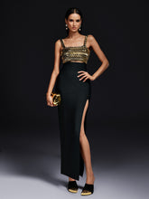 Spaghetti Crystal Bandage Maxi Dress