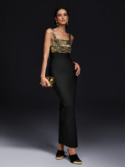 Spaghetti Crystal Bandage Maxi Dress