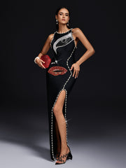 Sleeveless Pearl Bandage Maxi Dress