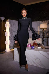 Rhinestone Bandage Dress In Black