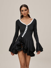 Bell Sleeve Ruffle Mini Dress