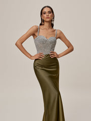 Spaghetti Lace Up Embroidered Maxi Dress